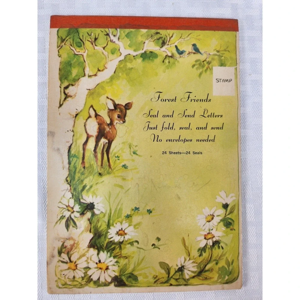 Vintage 1970's Forest Friends Stationary Set Fold, Seal, and Send Animal Prints